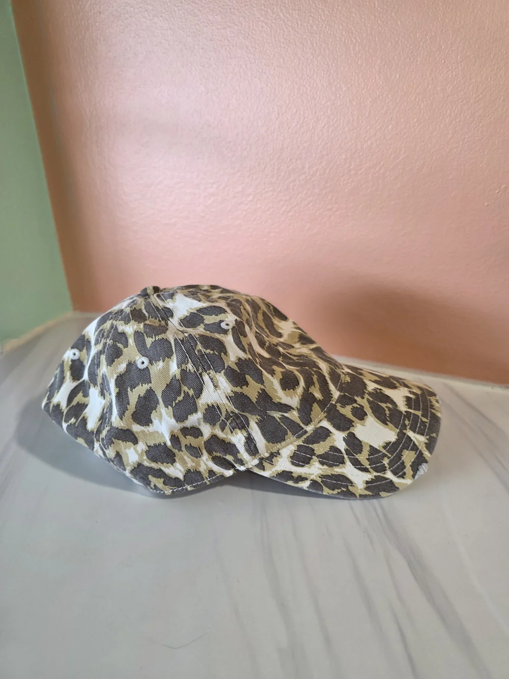 aerie Leopard Print Baseball Cap in Brown and Tan Animal Print Distressed